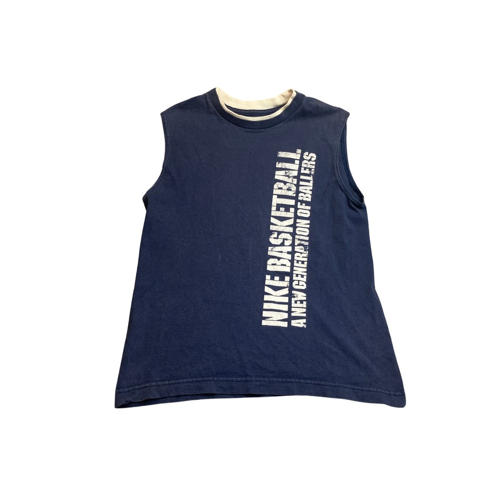 Navy Blue Graphic Sleeveless Tank Top Muscle Tee Mens Sporty Casual Shirt
